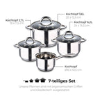 Renberg Alexander Pannenset Rvs - Inductie - 7 Delig - 4  Kookpannen Ø 16 - 18 - 20 - 24 Cm + 3 Deksels