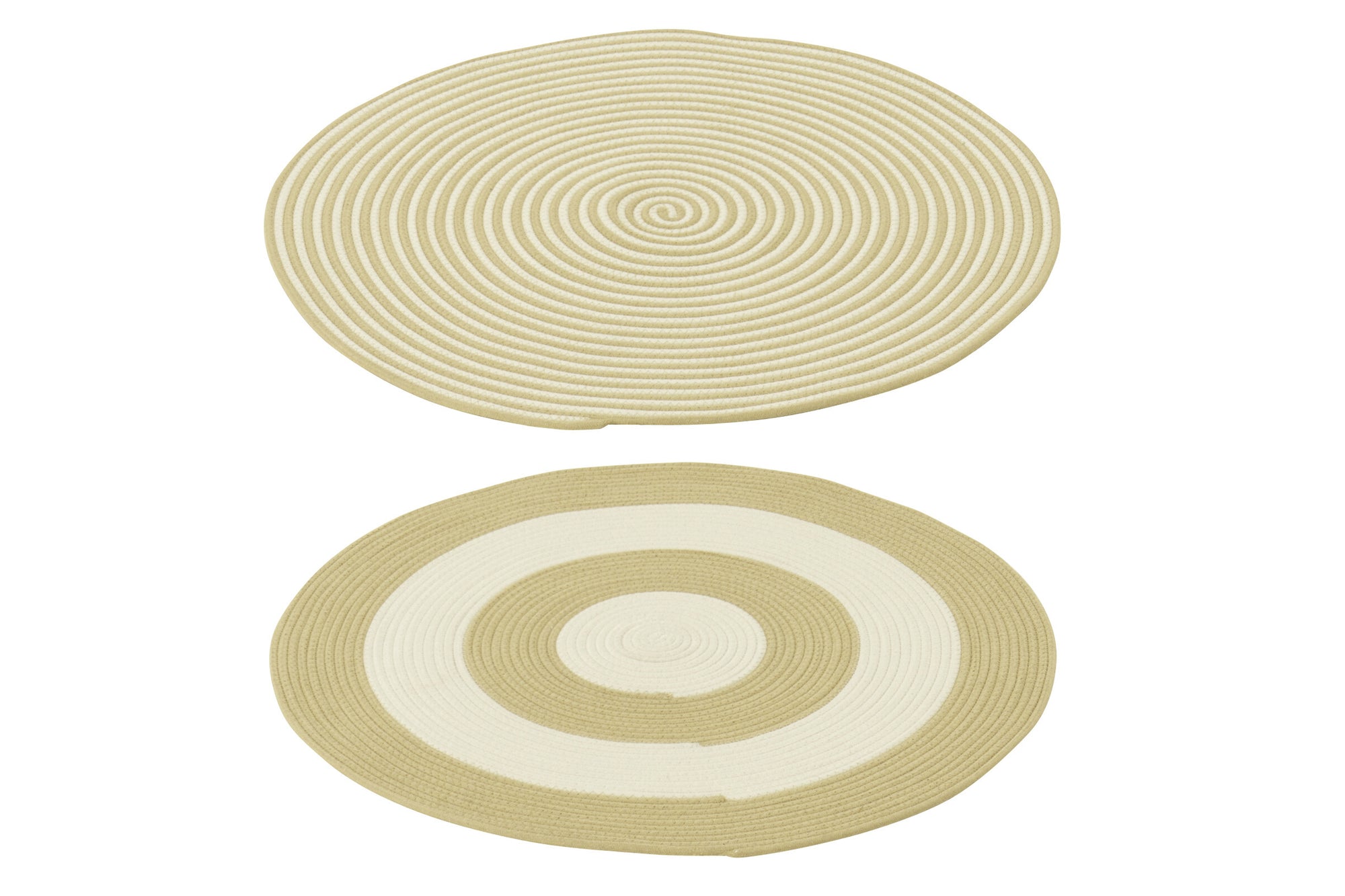 Rug Round Striped Polyester Natural/White Assortment Of 2 - Tuincentrum Lopik