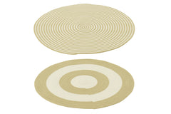 Rug Round Striped Polyester Natural/White Assortment Of 2 - Tuincentrum Lopik