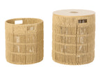 J-LINE SET OF 2 BASKET + LID ROUND PAPER NATURAL - Tuincentrum Lopik