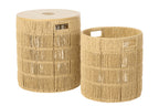 J-LINE SET OF 2 BASKET + LID ROUND PAPER NATURAL - Tuincentrum Lopik