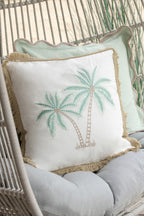 J-LINE KUSSEN PALMBOOM KATOEN WIT/TURQUOISE - Tuincentrum Lopik