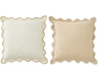 J-LINE KUSSEN SCALLOP KATOEN WIT/BEIGE SET VAN 2