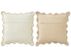 J-LINE KUSSEN SCALLOP KATOEN WIT/BEIGE SET VAN 2