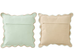 J-LINE KUSSEN SCALLOP KATOEN LICHTBLAUW/BEIGE SET VAN 2 - Tuincentrum Lopik