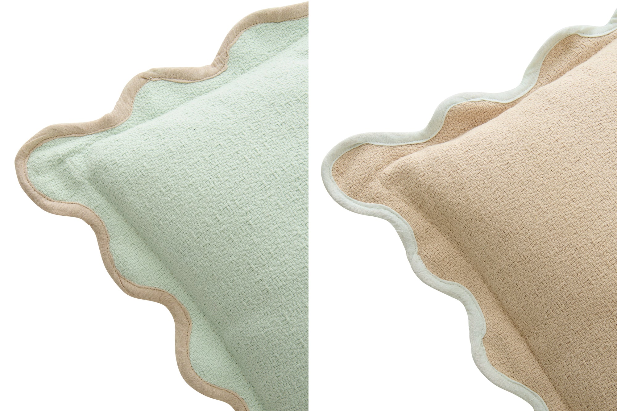 J-LINE KUSSEN SCALLOP KATOEN LICHTBLAUW/BEIGE SET VAN 2 - Tuincentrum Lopik