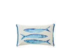 J-LINE KUSSEN SARDINES KATOEN WIT/BLAUW - Tuincentrum Lopik