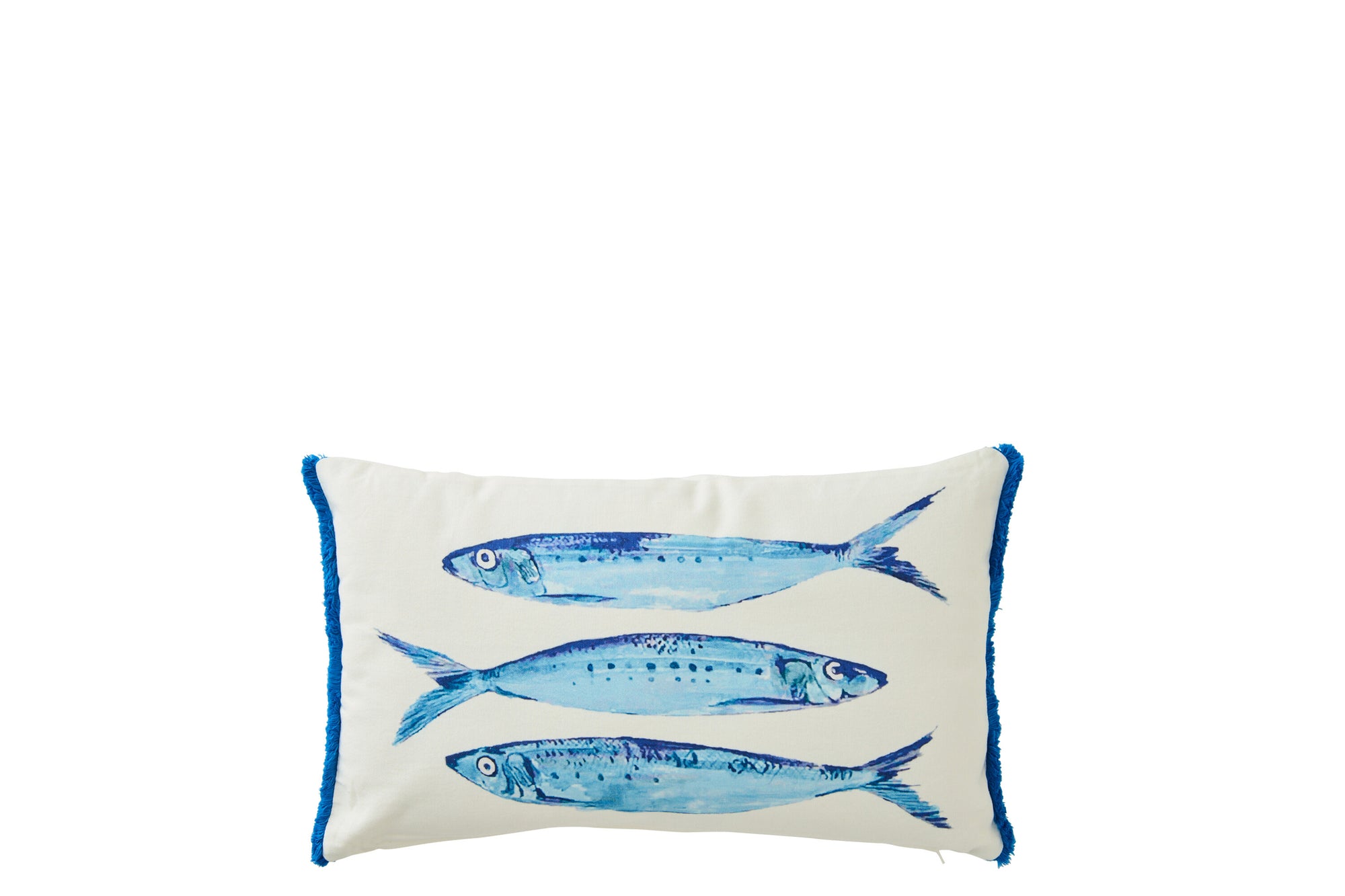 J-LINE KUSSEN SARDINES KATOEN WIT/BLAUW - Tuincentrum Lopik