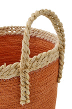 J-LINE SET OF 3 BASKET WITH HANDLES PAPER DARK ORANGE/NATURAL
