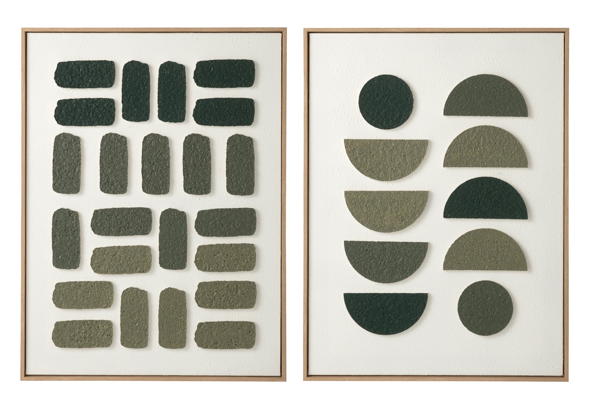 J-LINE WANDDECORATIE 3D OBJECTEN CANVAS WIT/DONKERGROEN - SET VAN 2 - 80 X 60 CM - Tuincentrum Lopik