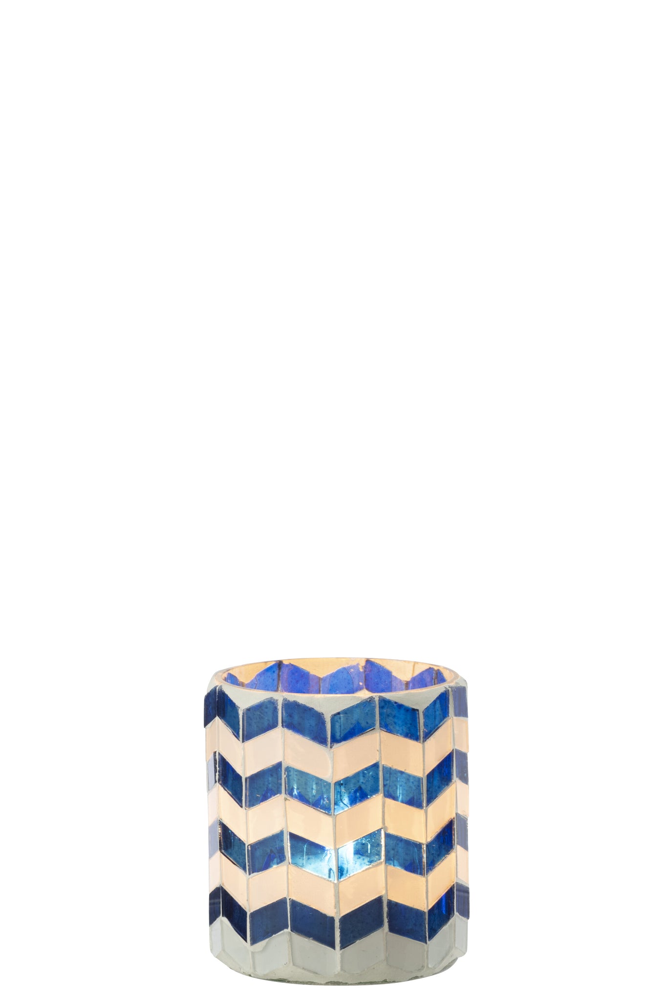 J-LINE CANDLE HOLDER GLASS BLUE/WHITE SMALL II - Tuincentrum Lopik