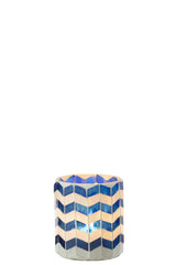 J-LINE CANDLE HOLDER GLASS BLUE/WHITE SMALL II - Tuincentrum Lopik