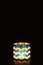 J-LINE CANDLE HOLDER GLASS BLUE/WHITE SMALL II - Tuincentrum Lopik