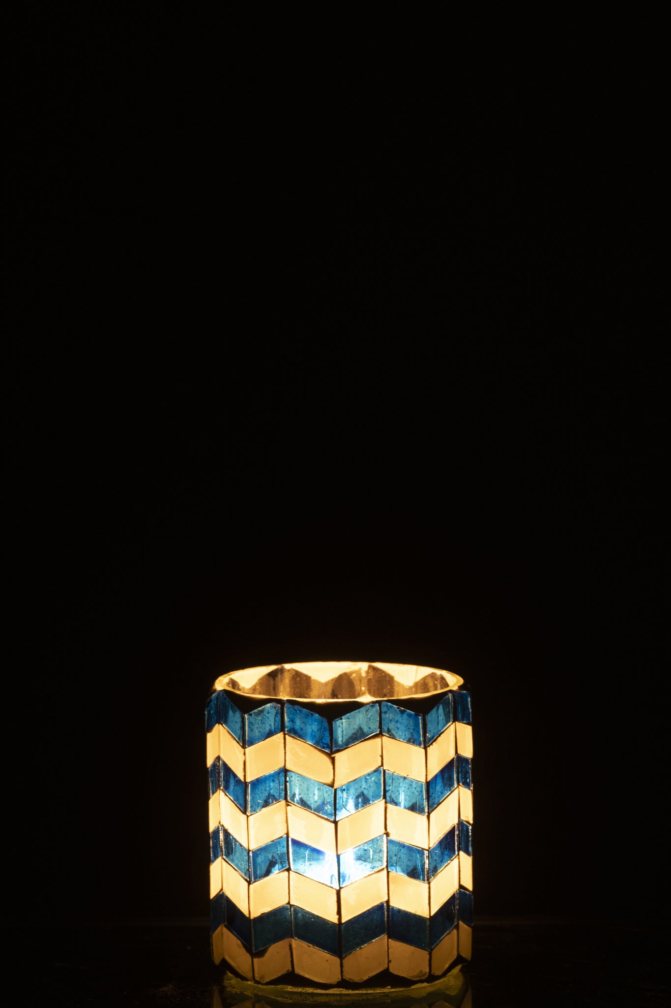 J-LINE CANDLE HOLDER GLASS BLUE/WHITE SMALL II - Tuincentrum Lopik