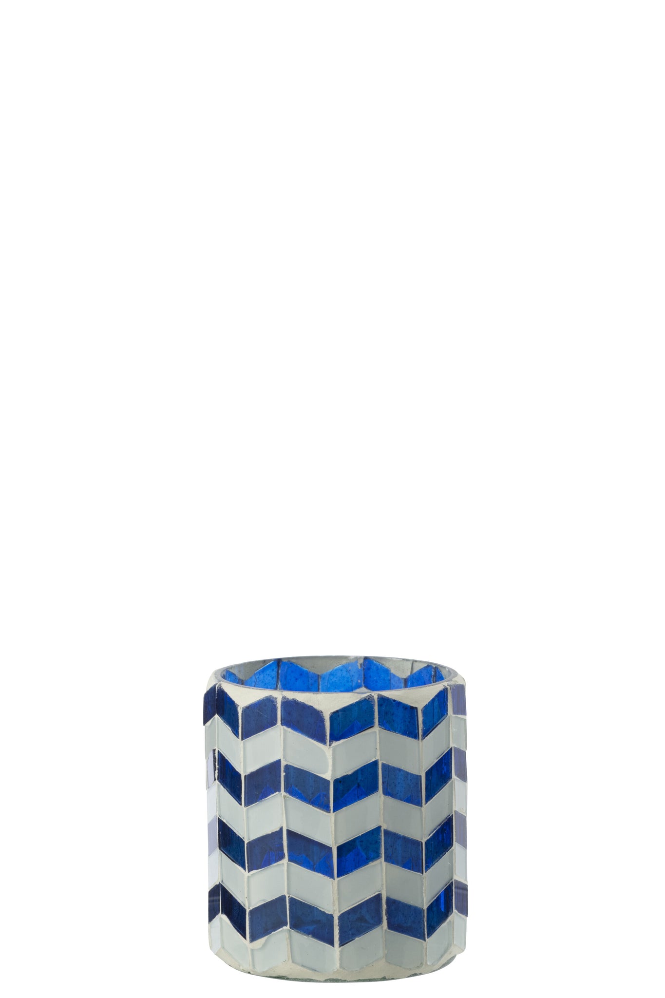 J-LINE CANDLE HOLDER GLASS BLUE/WHITE SMALL II - Tuincentrum Lopik