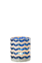 J-LINE CANDLE HOLDER GLASS BLUE/WHITE MEDIUM II - Tuincentrum Lopik