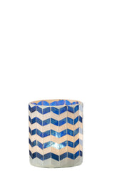 J-LINE CANDLE HOLDER GLASS BLUE/WHITE MEDIUM II - Tuincentrum Lopik