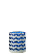J-LINE CANDLE HOLDER GLASS BLUE/WHITE MEDIUM II - Tuincentrum Lopik