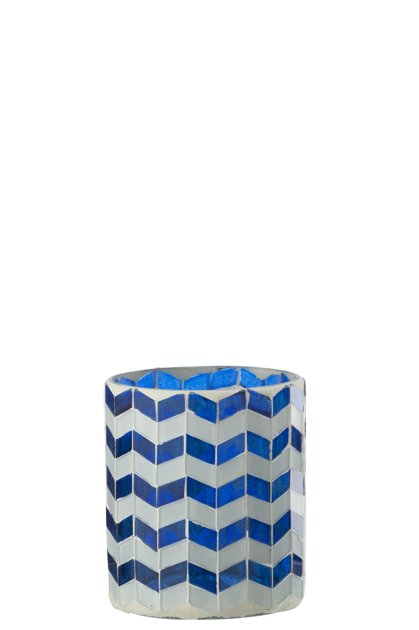 J-LINE CANDLE HOLDER GLASS BLUE/WHITE MEDIUM II - Tuincentrum Lopik