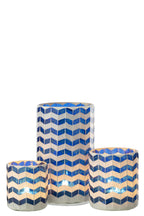 J-LINE KAARSENHOUDER GLAS BLAUW/WIT LARGE 10X10X18CM - Tuincentrum Lopik