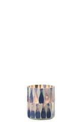 J-LINE CANDLE HOLDER GLASS BLUE/WHITE SMALL - Tuincentrum Lopik