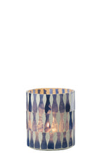 J-LINE CANDLE HOLDER GLASS BLUE/WHITE MEDIUM - Tuincentrum Lopik