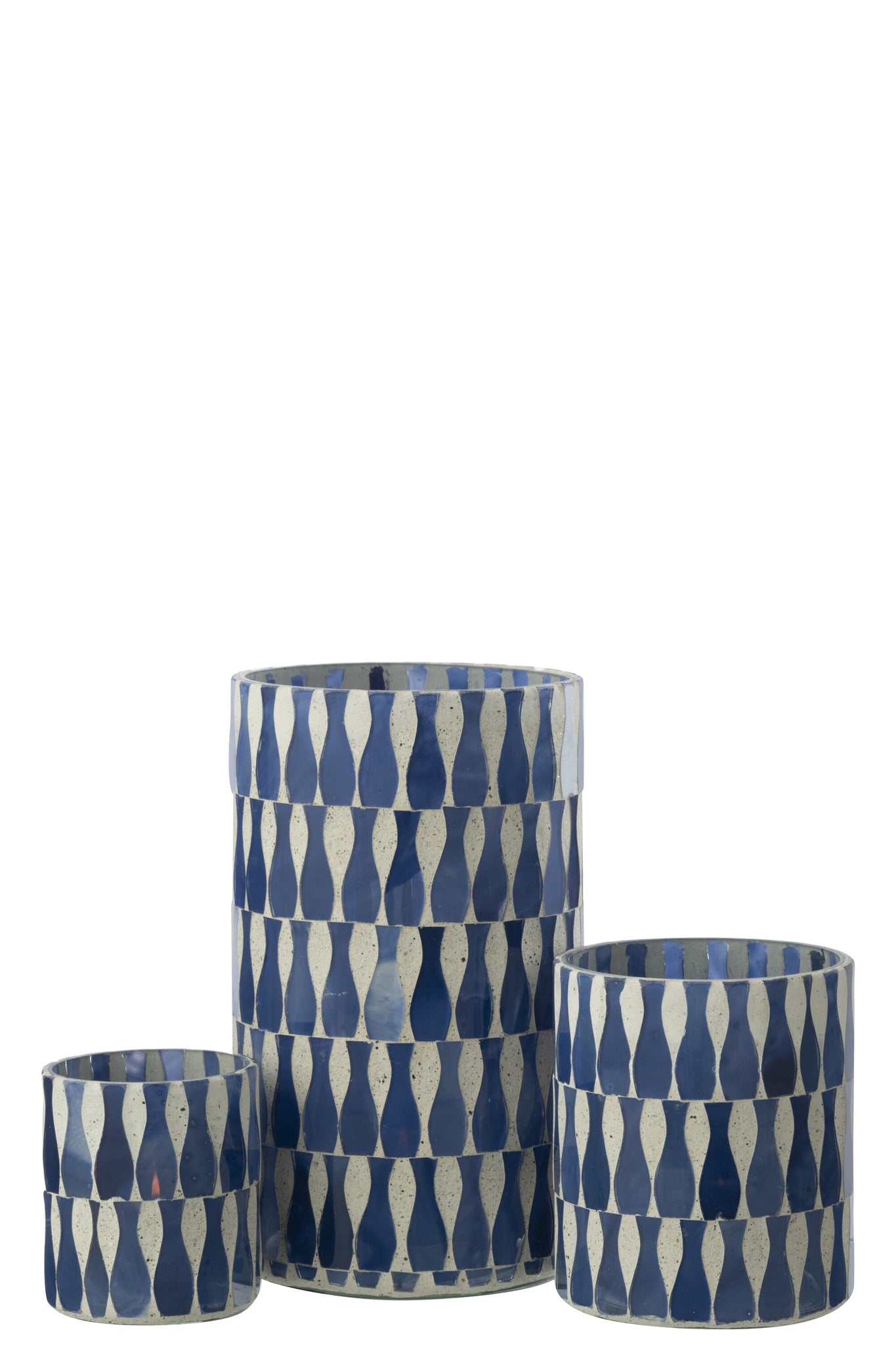 J-LINE CANDLE HOLDER GLASS BLUE/WHITE LARGE - Tuincentrum Lopik
