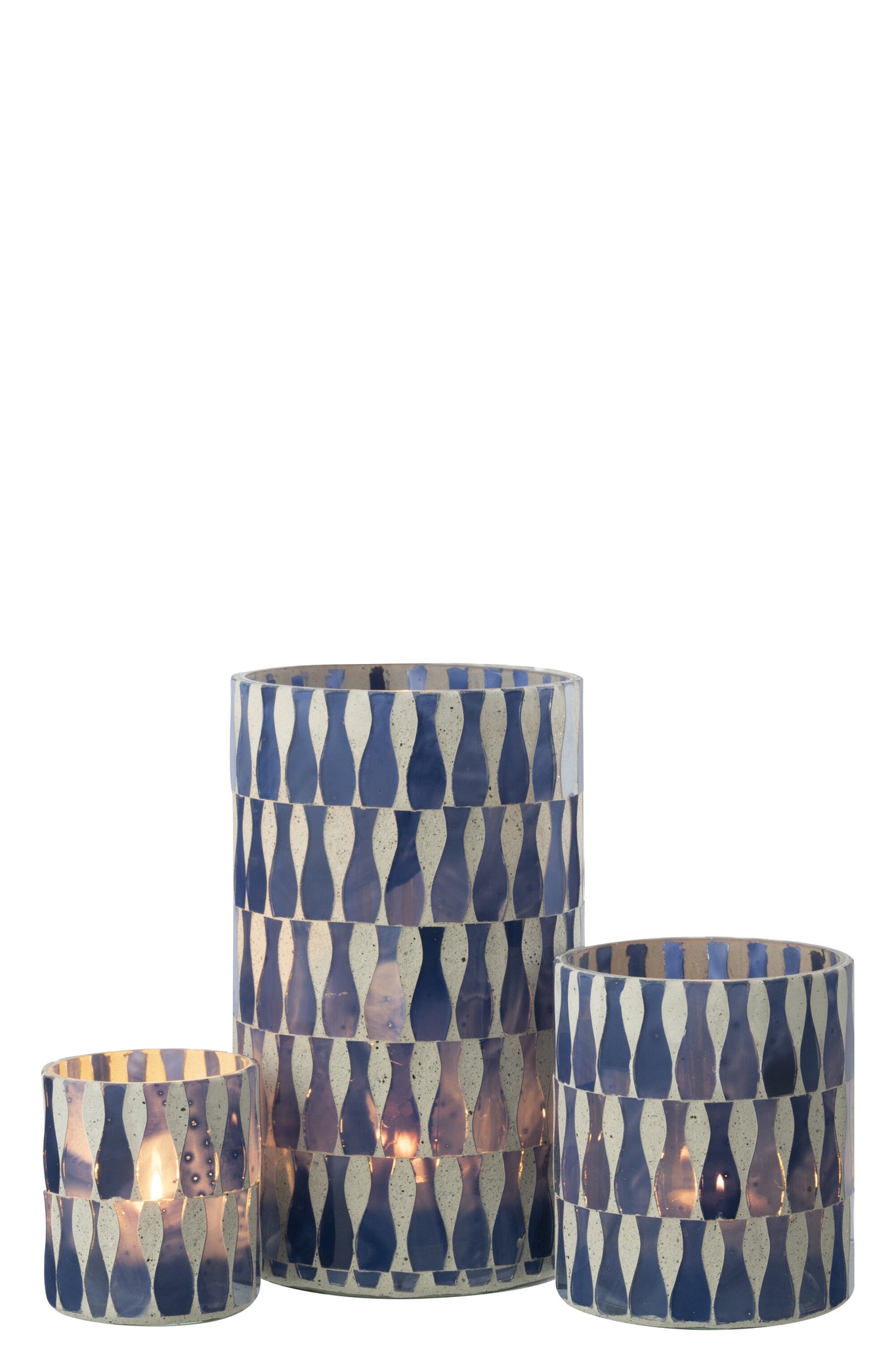 J-LINE CANDLE HOLDER GLASS BLUE/WHITE LARGE - Tuincentrum Lopik
