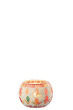 Candle Holder Glass Off-White/Fuchsia Small - Tuincentrum Lopik