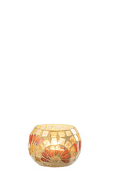 Candle Holder Glass Off-White/Warm Yellow Small - Tuincentrum Lopik