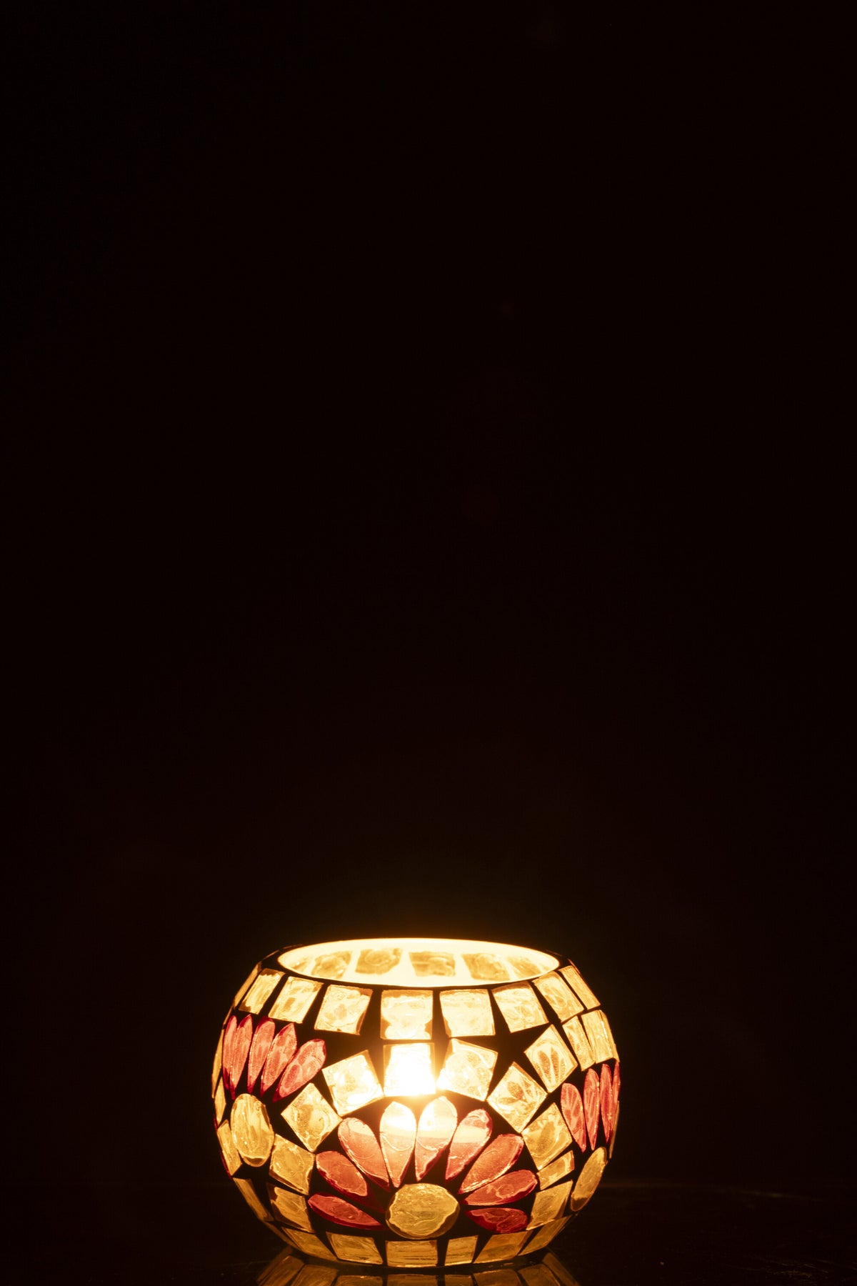 Candle Holder Glass Off-White/Warm Yellow Small - Tuincentrum Lopik
