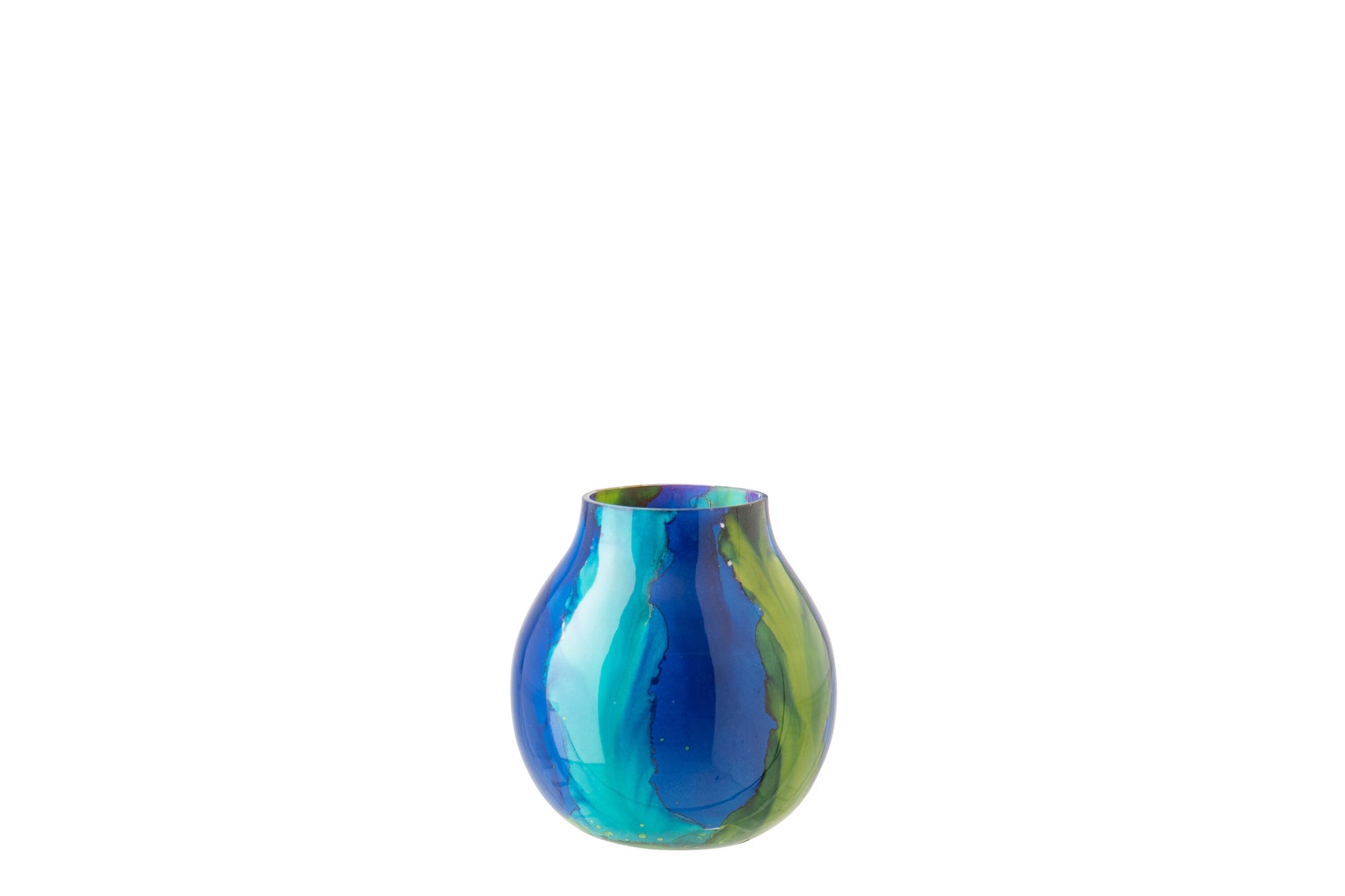J-LINE HURRICANE GLAS AZUURBLAUW/BLAUW SMALL 14X14X16CM - Tuincentrum Lopik