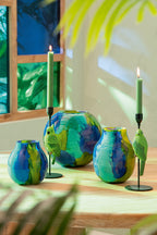 J-LINE VAAS GLAS AZUURBLAUW/BLAUW - SMALL - Tuincentrum Lopik