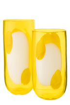 J-LINE VASE MONA GLASS TRANSPARENT/YELLOW LARGE