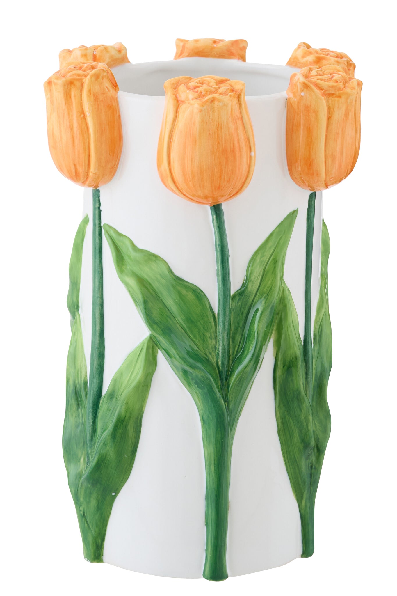 J-LINE VASE TULIP CERAMIC WHITE/ORANGE LARGE - Tuincentrum Lopik