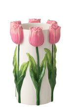 J-LINE VASE TULIP CERAMIC WHITE/LIGHT PINK LARGE - Tuincentrum Lopik