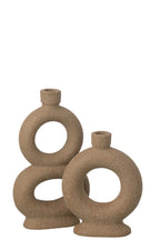 J-LINE VAAS SOLIFLORE 2 RINGEN STEENGOED TAUPE GROOT 28CM