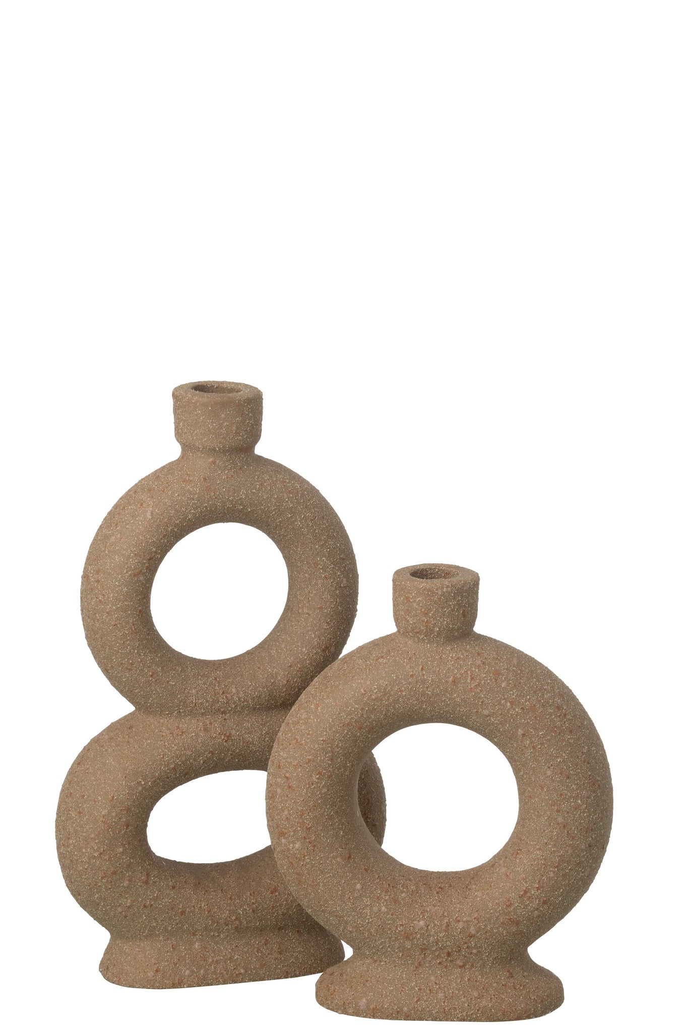 J-LINE VAAS SOLIFLORE 2 RINGEN STEENGOED TAUPE GROOT 28CM