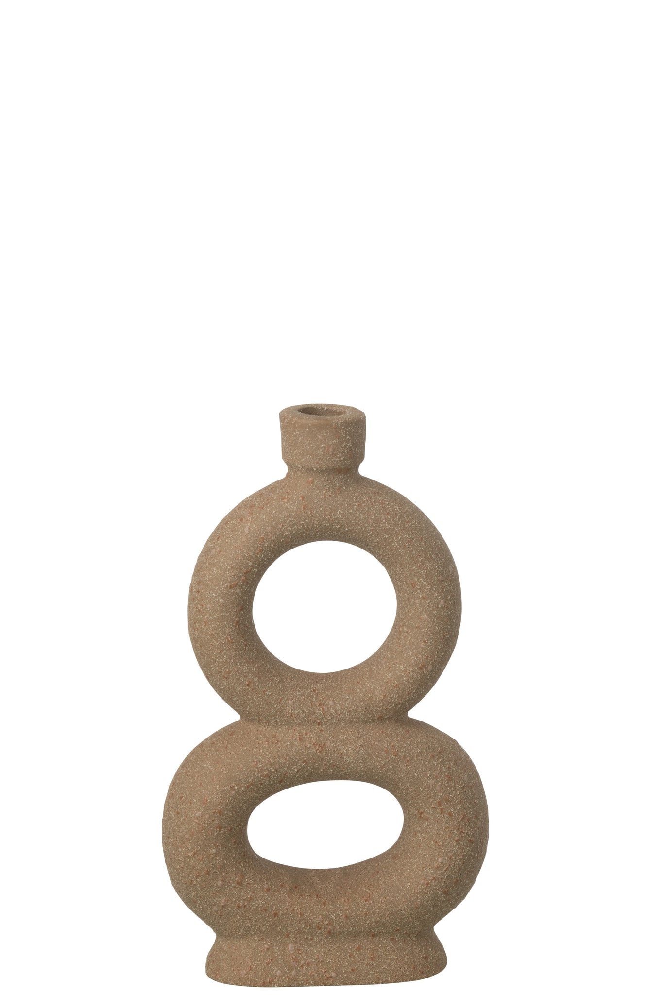 J-LINE VAAS SOLIFLORE 2 RINGEN STEENGOED TAUPE GROOT 28CM