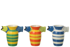 J-LINE VASE FISH STRIPED DOLOMITE BLUE/WHITE