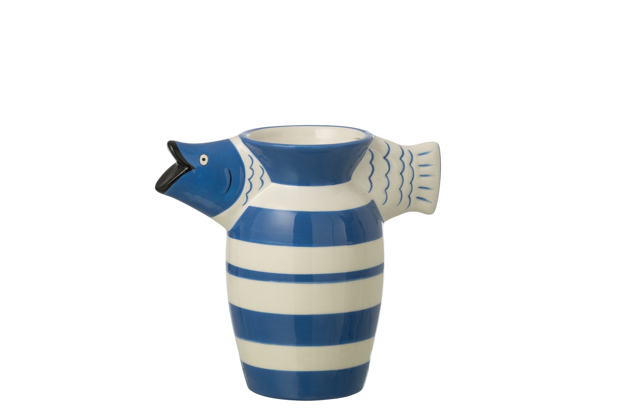 J-LINE VASE FISH STRIPED DOLOMITE BLUE/WHITE