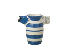 J-LINE VASE FISH STRIPED DOLOMITE BLUE/WHITE