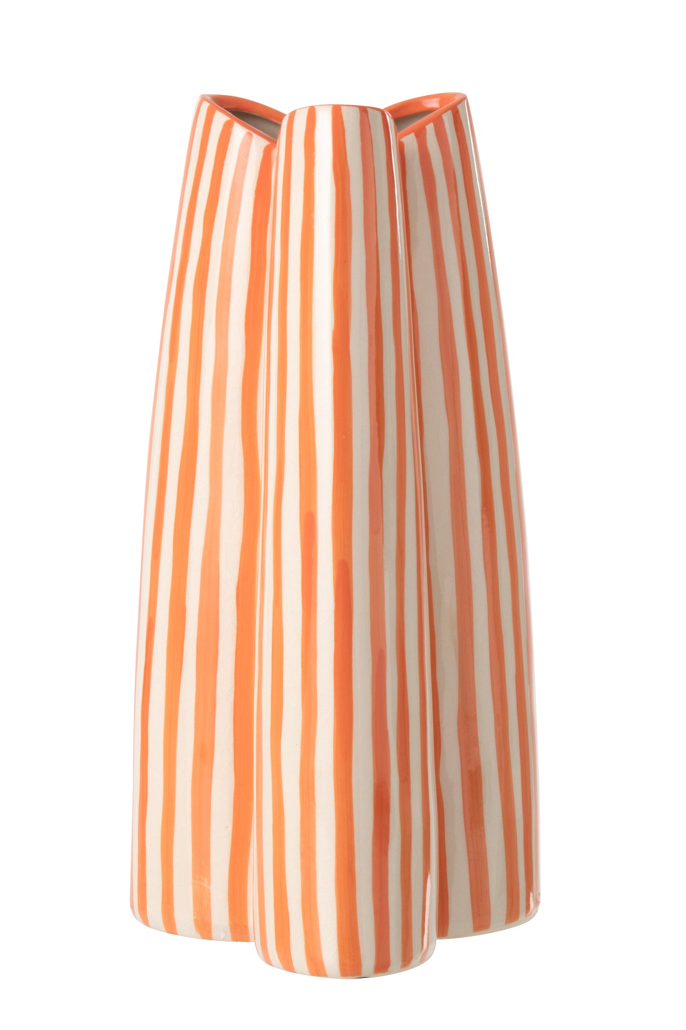 J-LINE VASE STRIPED CERAMIC OFF-WHITE/ORANGE LARGE