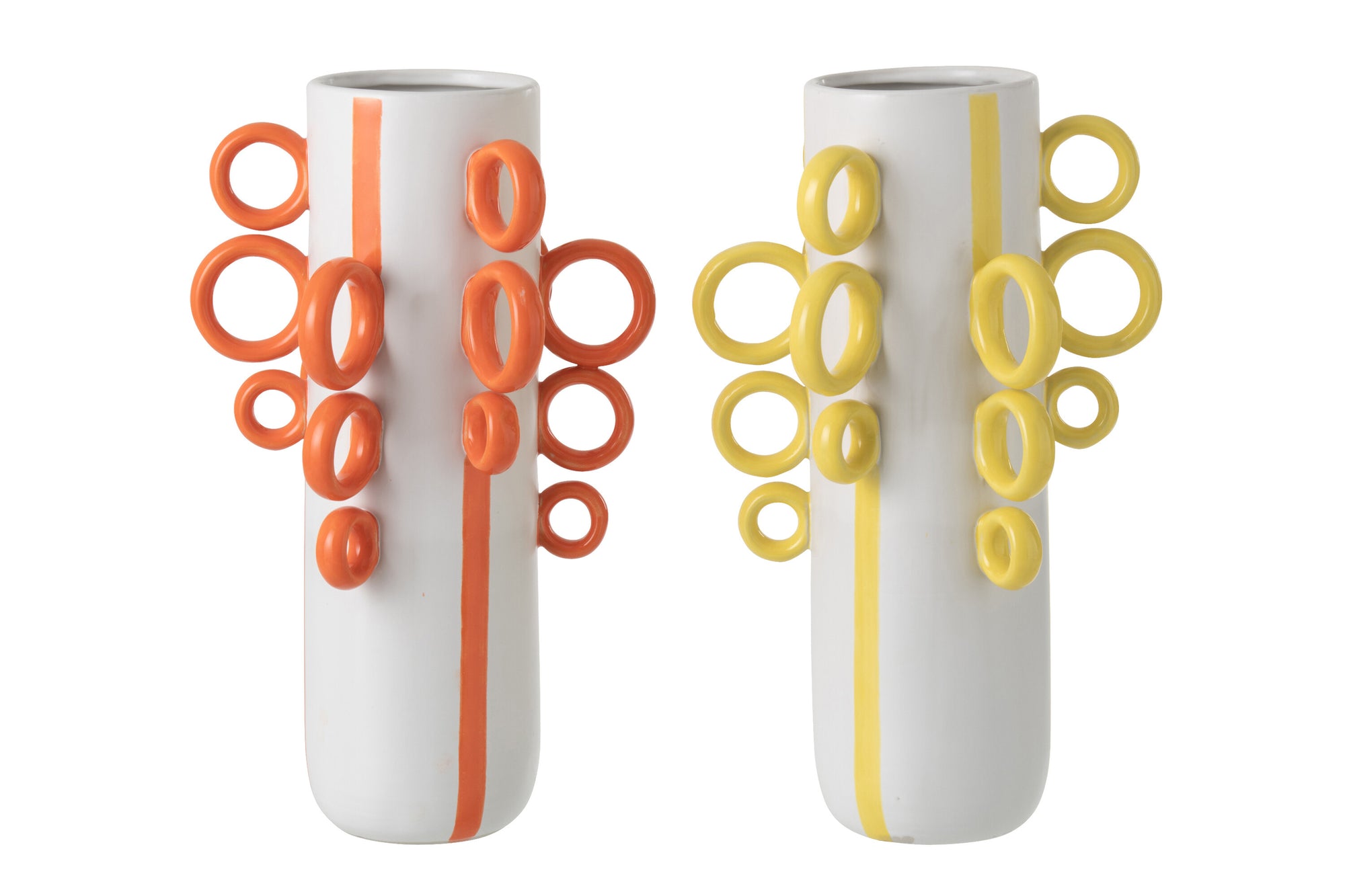 J-LINE JAR DECORATIVE RINGS CERAMIC WHITE/YELLOW - Tuincentrum Lopik