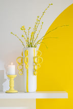 J-LINE JAR DECORATIVE RINGS CERAMIC WHITE/YELLOW - Tuincentrum Lopik