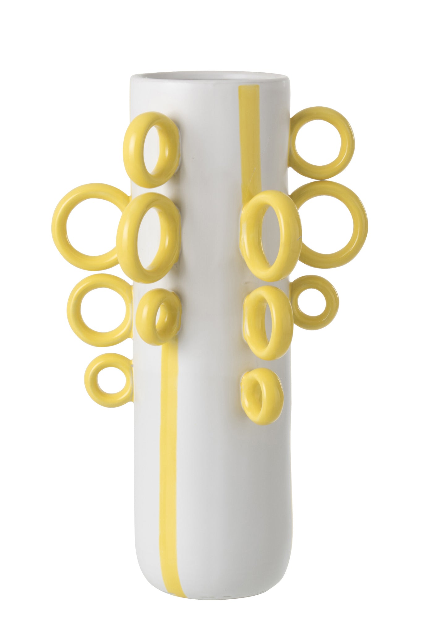 J-LINE JAR DECORATIVE RINGS CERAMIC WHITE/YELLOW - Tuincentrum Lopik