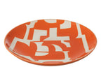 J-LINE DECORATIEF DIENBLAD GEOMETRISCH PORSELEIN WIT/ORANJE - Tuincentrum Lopik
