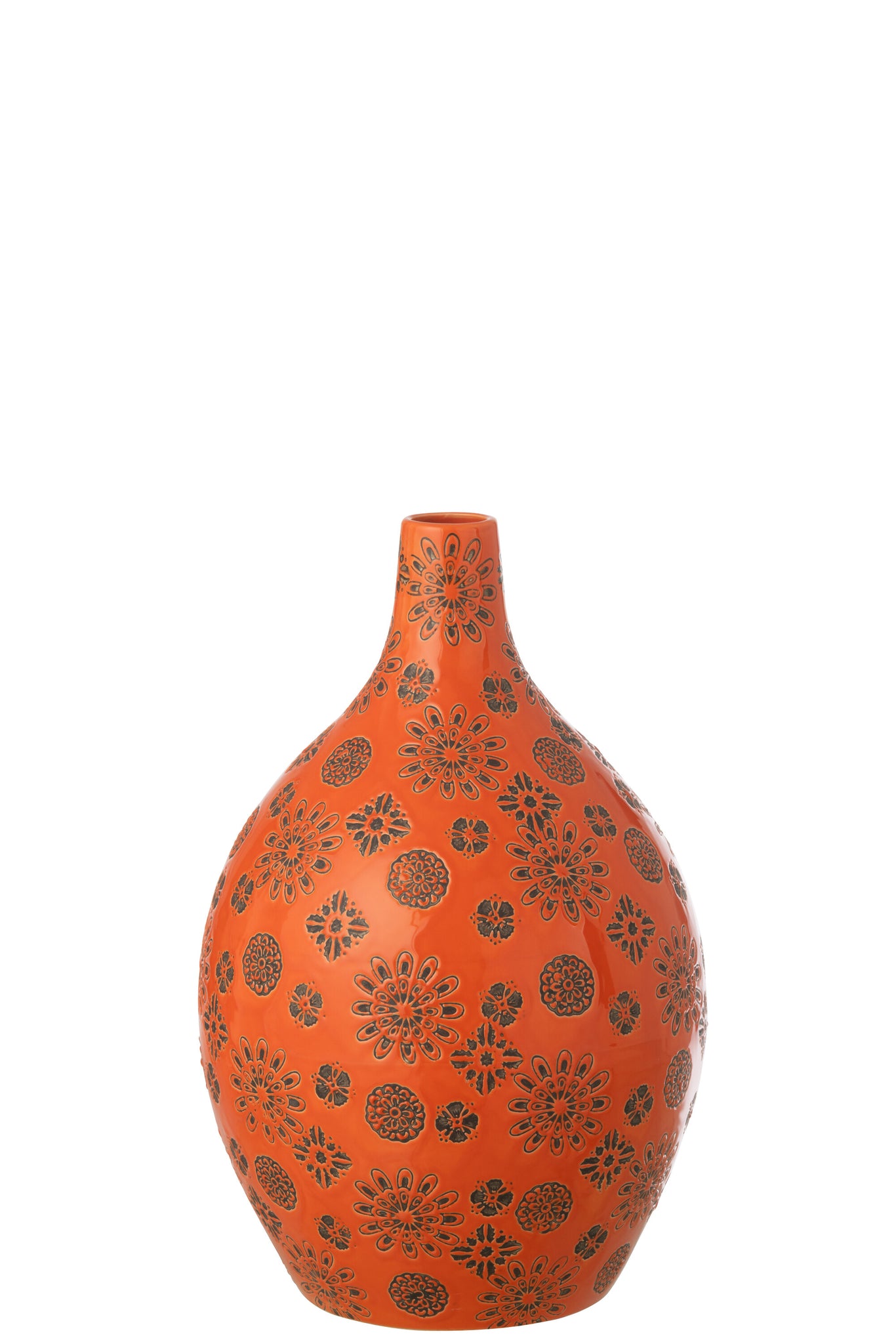 Vaas Billy Porselein Oranje/Zwart Groot - Tuincentrum Lopik