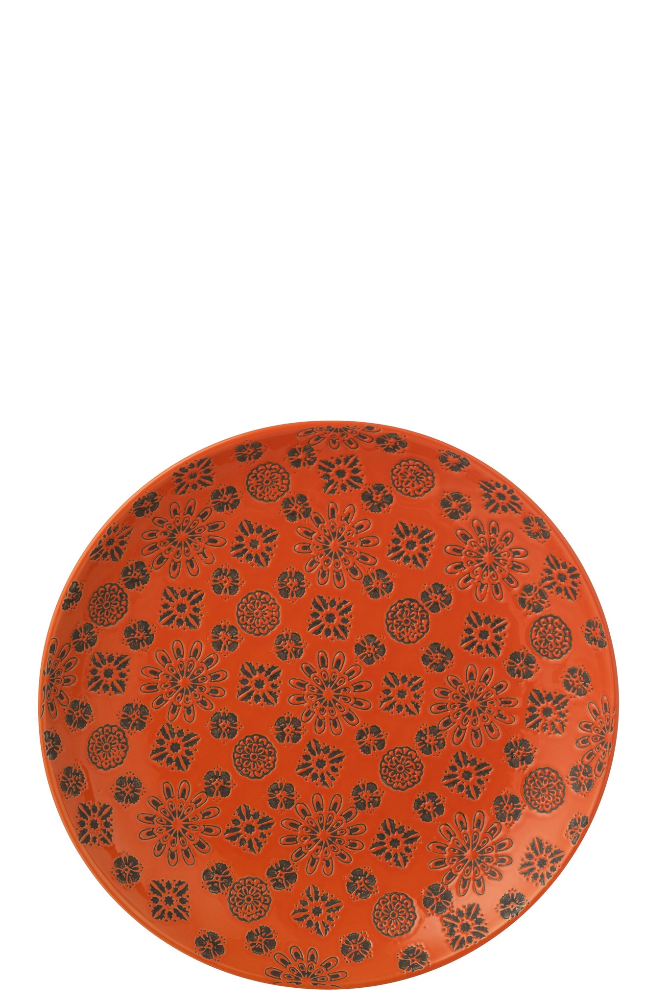 J-LINE DECORATIEF DIENBLAD BILLY PORSELEIN ORANJE/ZWART - Tuincentrum Lopik