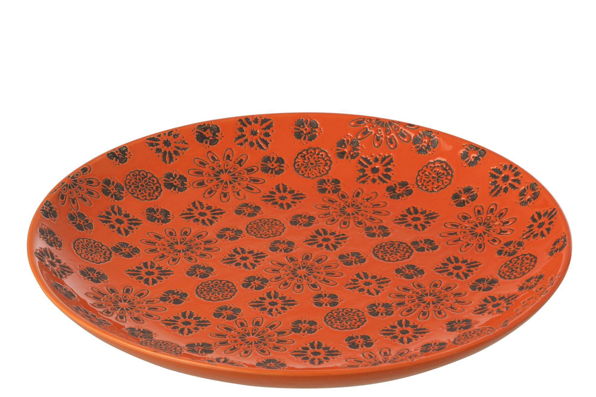 J-LINE DECORATIEF DIENBLAD BILLY PORSELEIN ORANJE/ZWART - Tuincentrum Lopik